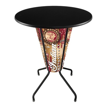 Holland Bar Stool Co Lighted 42" Black Indian Motorcycle Pub Table, Black, 36" dia. Top L218B42Indian1P-OD36RBlk